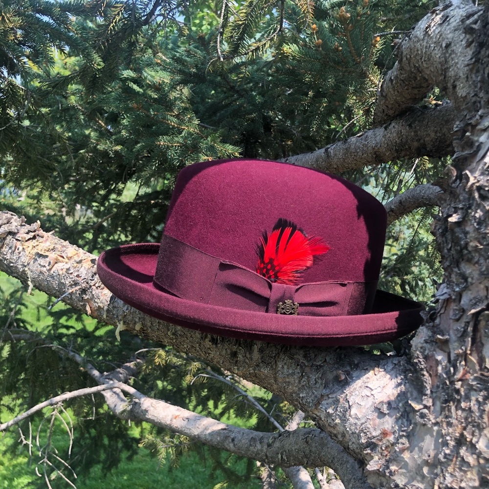 Imperial red fur felt fedora hat